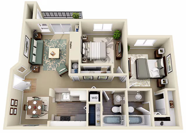 Two Bedroom Two Bath A103 floor plan